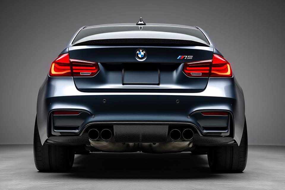 Vue arrière de la BMW M3 avec diffuseur