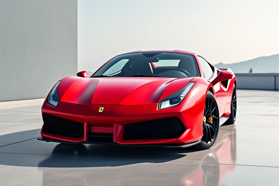 Ferrari 488 GTB rouge stationnée