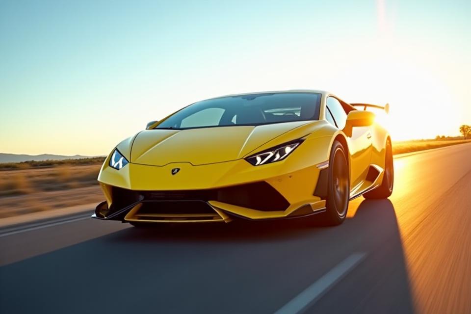 Lamborghini Huracan EVO jaune en action