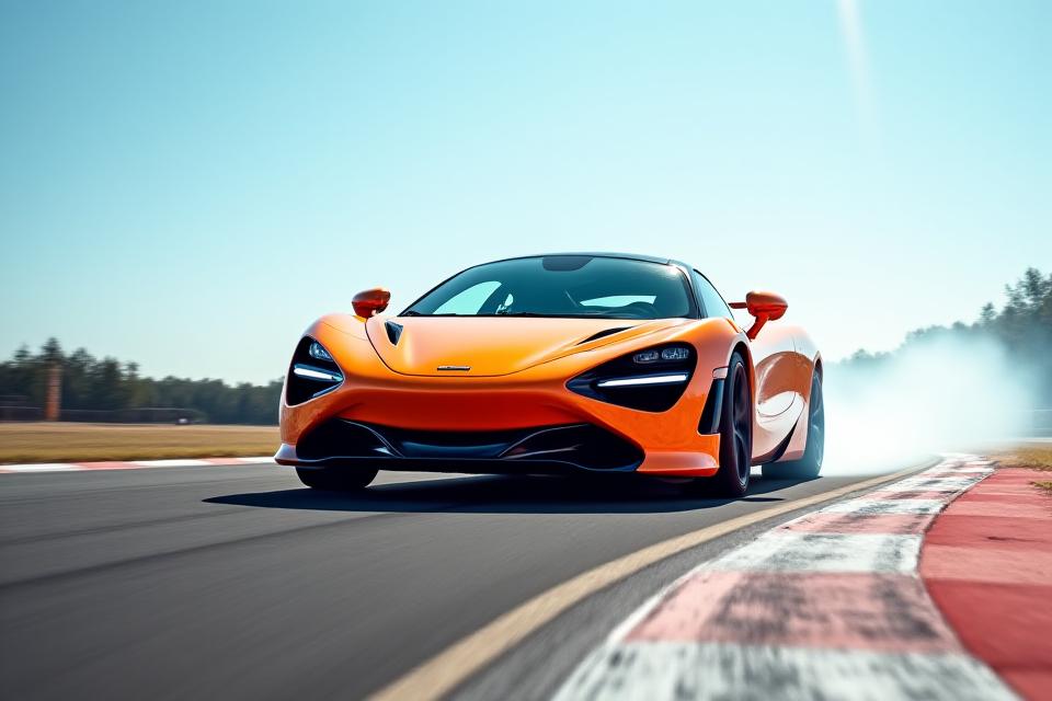 McLaren 720S orange sur circuit