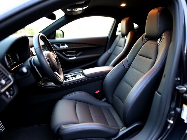 Intérieur de voiture de luxe avec sièges en cuir sur mesure et accents en fibre de carbone