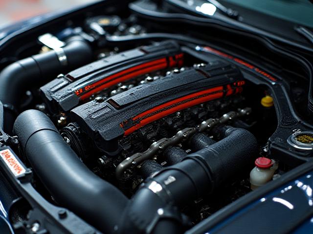 Moteur de voiture haute performance avec des composants de tuning installés